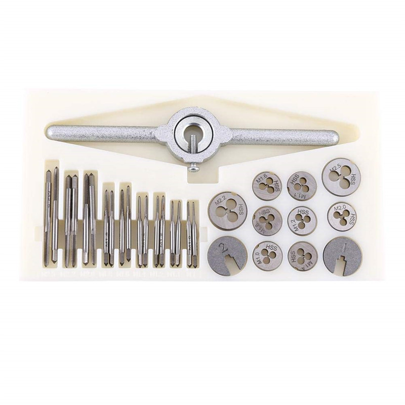 30PCS HSSメトリックおよびインチサイズミニタップ&ダイセット